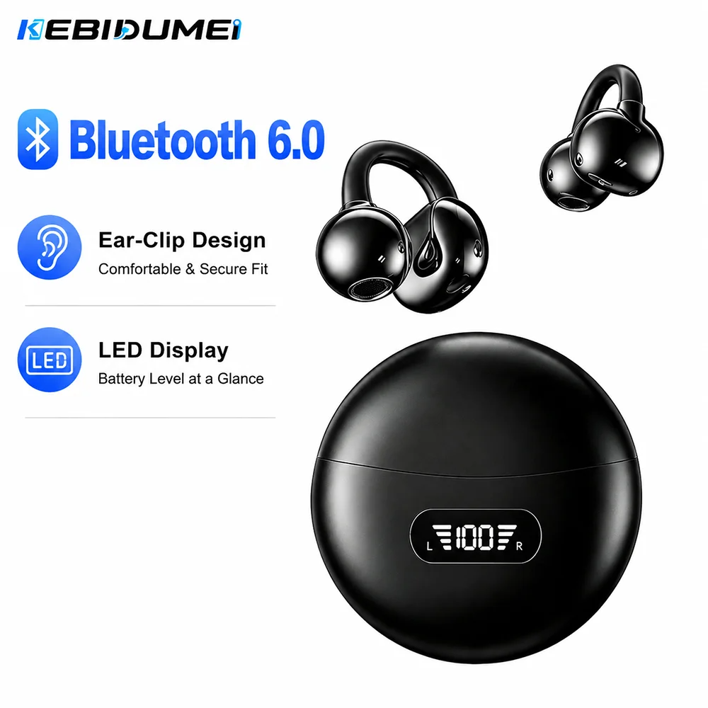 Open Ear Air Conduction Headphones - Fones de Ouvido Bluetooth 6.0 KEBIDUMEI