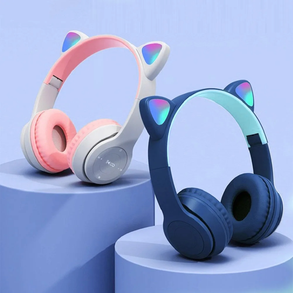 Cat Ear Bluetooth Headset Led - Fones de ouvido sem fio com