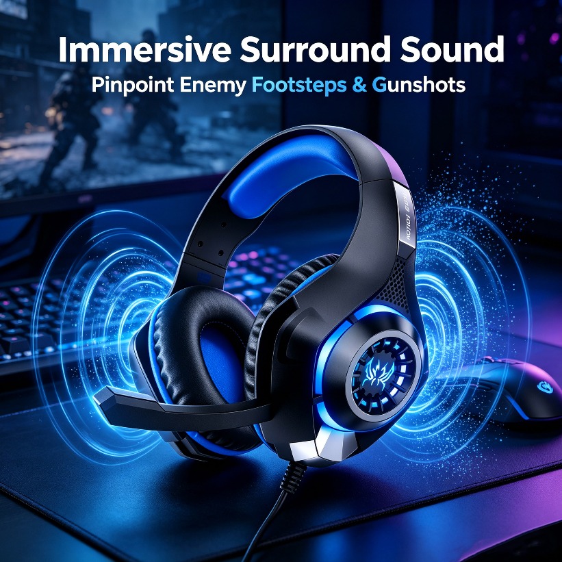 Gaming Headset With Mic Rgb - Fones de Ouvido para Jogos LED