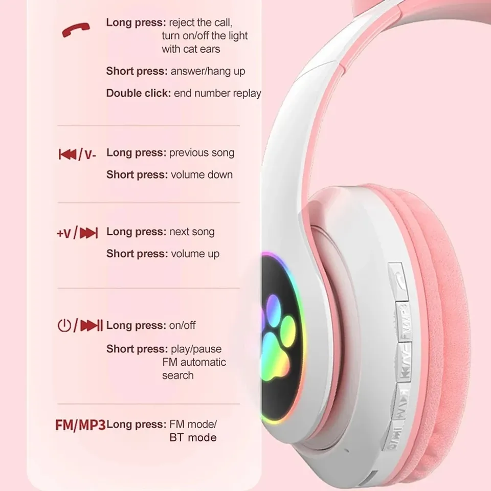 Novo Fone de Ouvido Sem Fio ST - Cat Ear Bluetooth Headset Led avaliação e preço