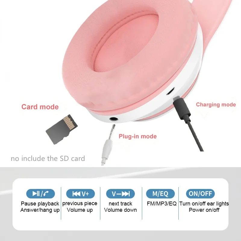 Novo Fone de Ouvido Sem Fio ST - Cat Ear Bluetooth Headset Led avaliação e preço