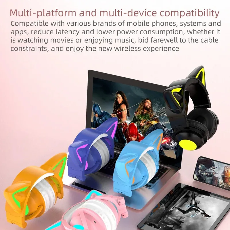 Novo zw068 bluetooth5.0 fone d - Cat Ear Bluetooth Headset Led avaliação e preço