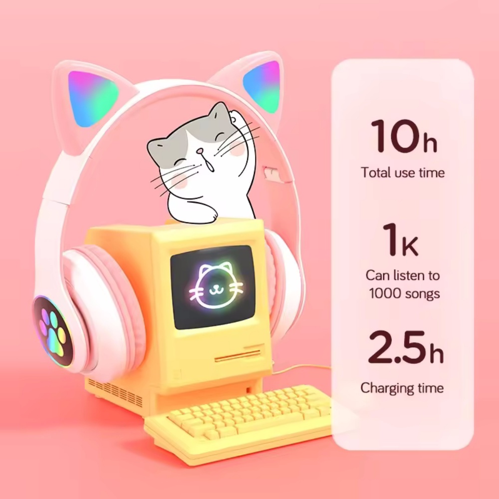Bonito gato orelha bluetooth f - Cat Ear Bluetooth Headset Led avaliação e preço