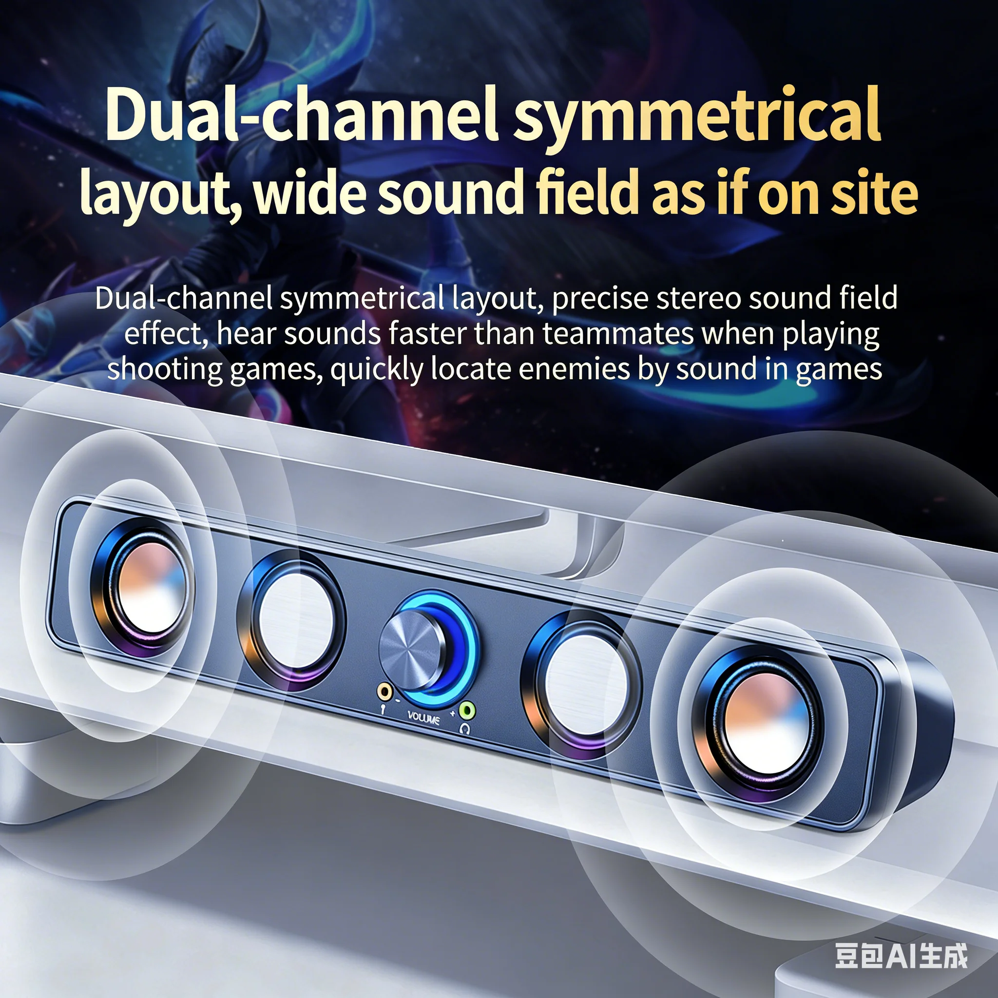 Soundbar RGB para jogos 2.0 co - Rgb Computer Soundbar For Pc avaliação e preço