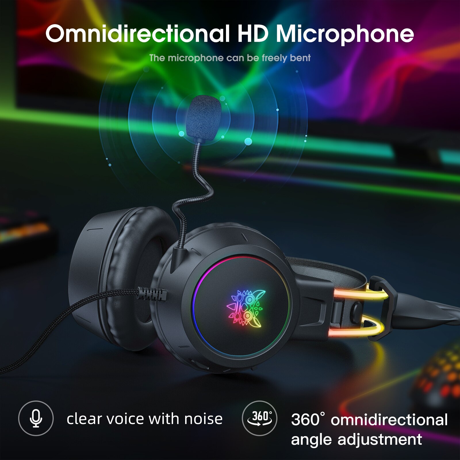 ONIKUMA-Gaming Headset com sup - Gaming Headset With Mic Rgb avaliação e preço
