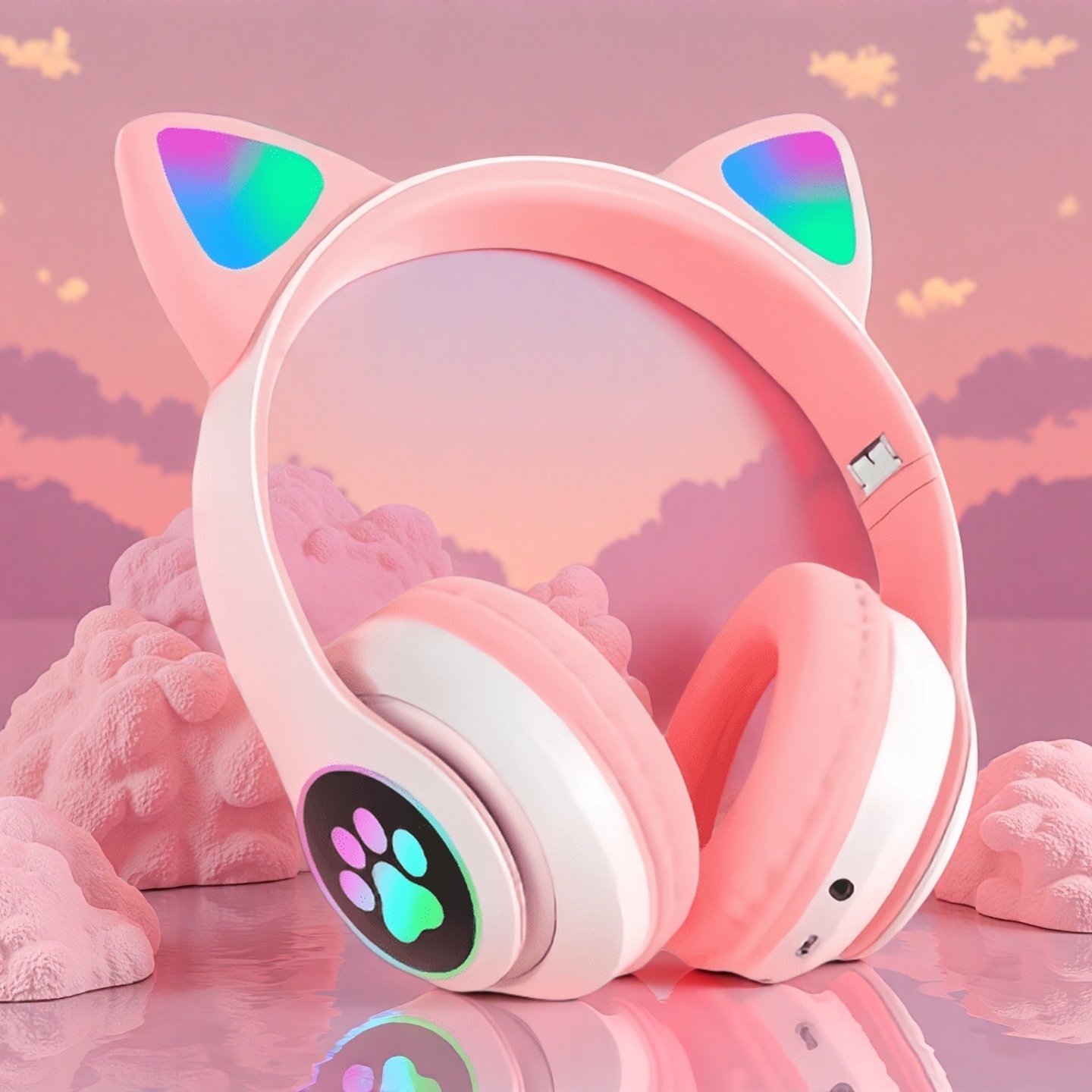 Nova luz de flash bonito orelh - Cat Ear Bluetooth Headset Led avaliação e preço