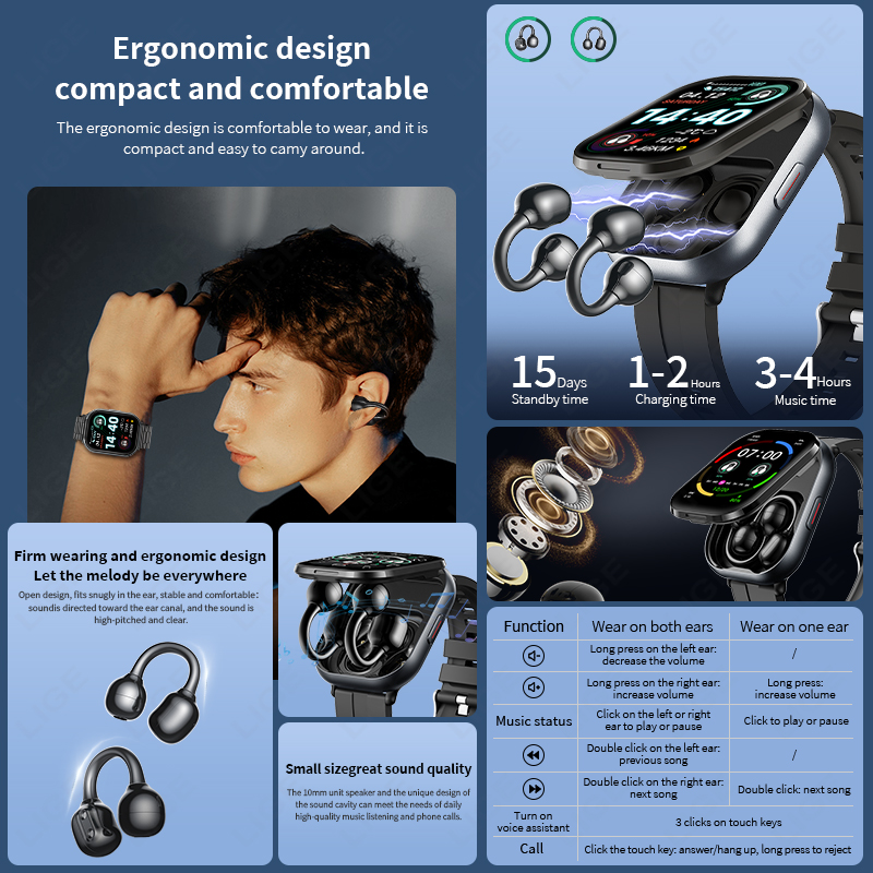 Lige tws relógio inteligente m - Tws Earbuds Bluetooth 5.3 avaliação e preço