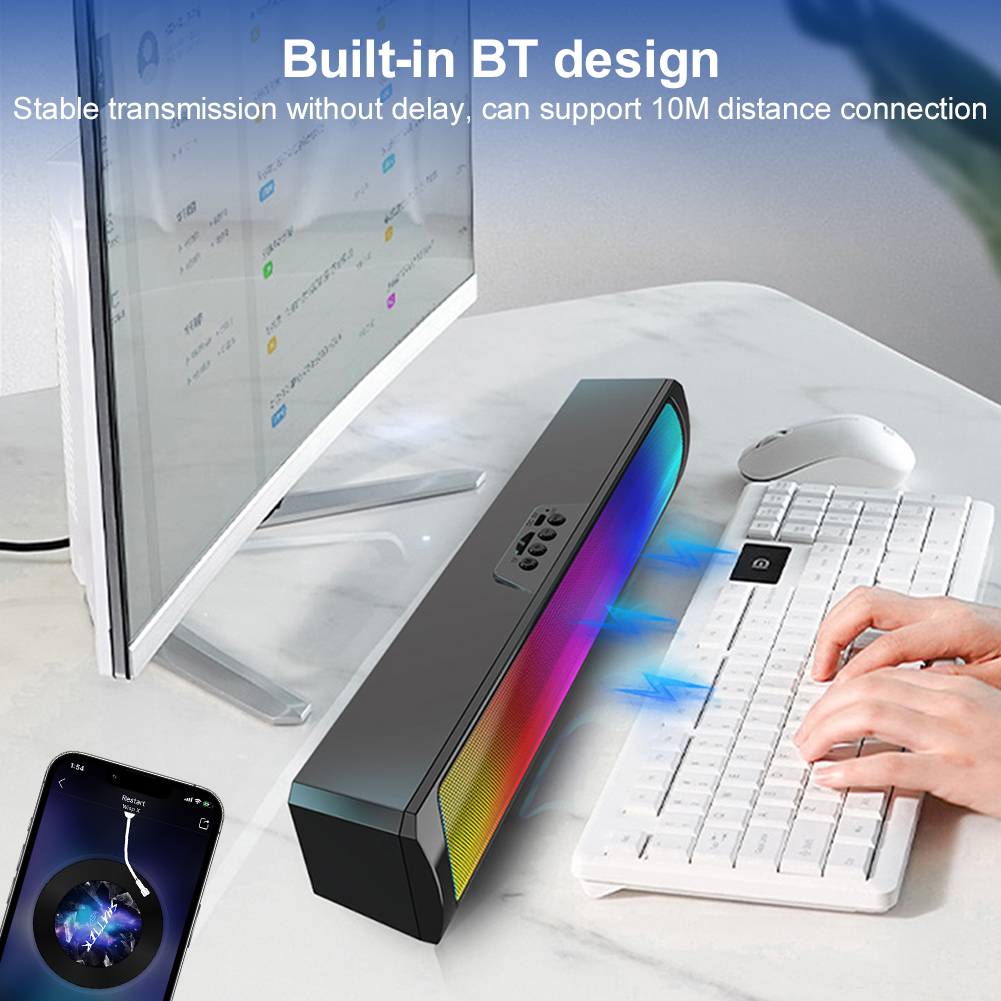 Caixa de Som Portátil para Com - Rgb Computer Soundbar For Pc avaliação e preço